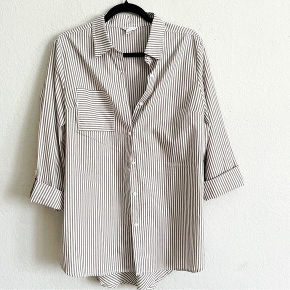 Cato Tops - Cato woman’s Classic Striped button down size L tunic contemporary casual button